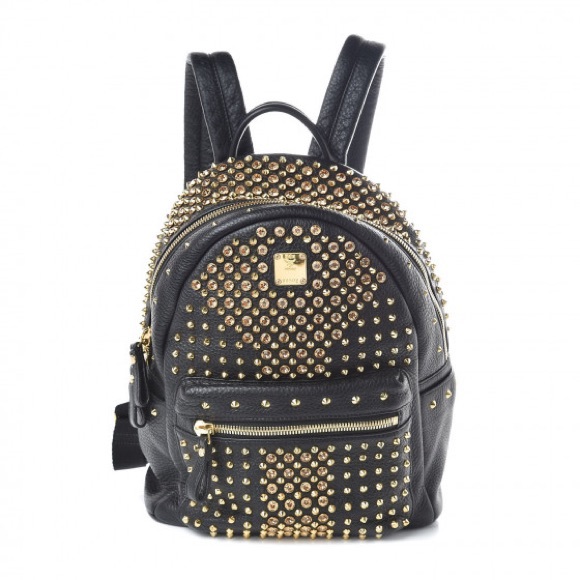 AUTHENTIC MCM Lambskin Crystal Studded Backpack. - Picture 1 of 6